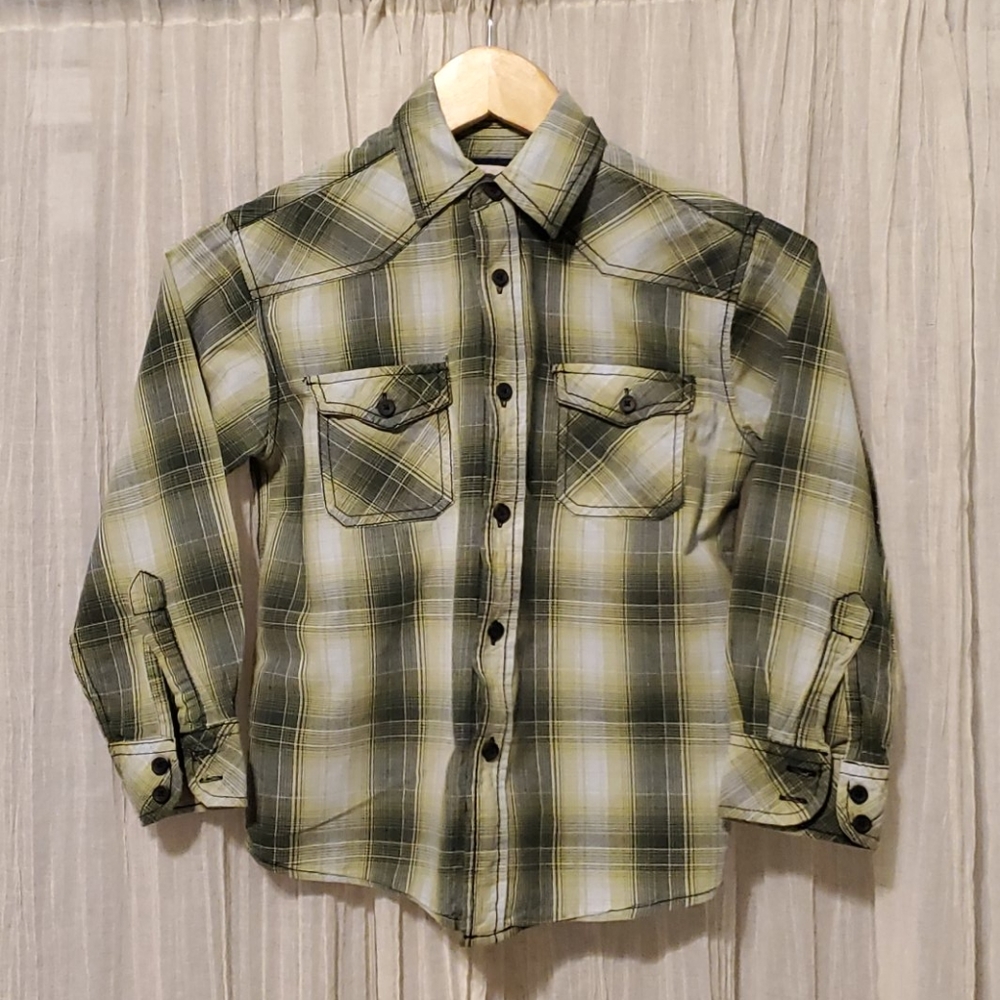 Boys sz S Mossimo Supply Green Plaid Long Sleeve shirt